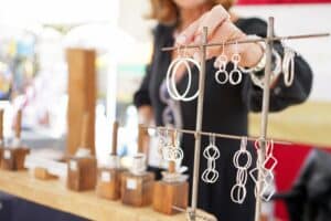 Artisan jewelry booth at the Autumn Glory Festival craft and gift fair.