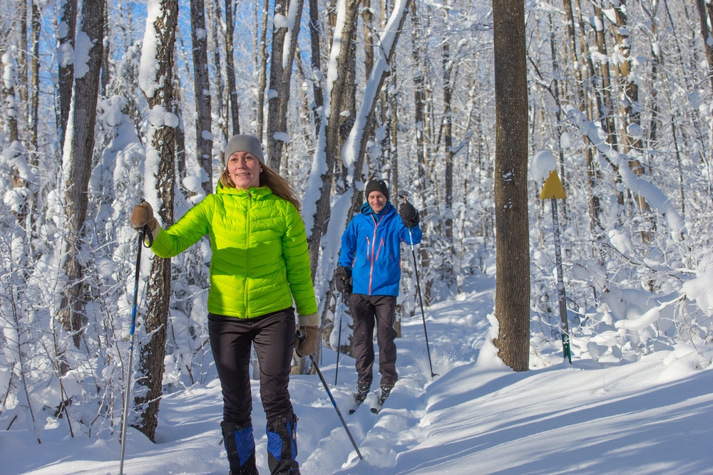 Couple Cross-Country Skiing in Maryland at Deep Creek