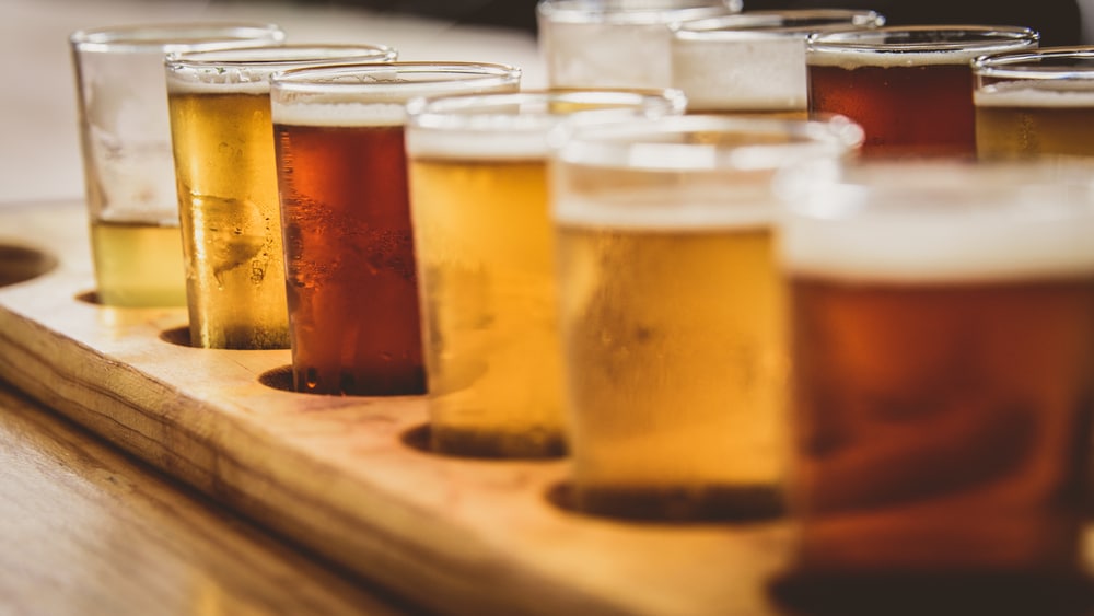 Breweries in Maryland, close up of a beer flight