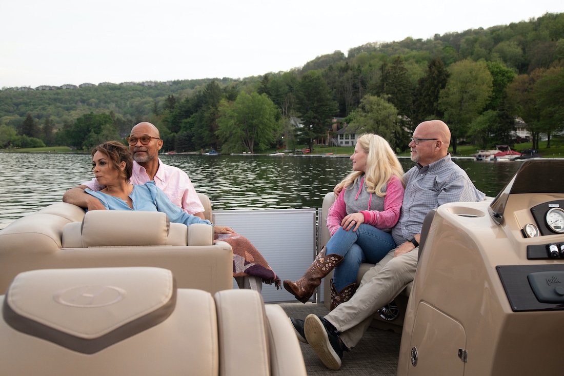 Deep Creek Lake Boat Rentals, photo of two couples out on a boat in Deep Creek Lake