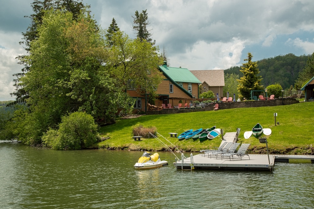 Deep Creek Lake Boat Rentals: Top Five Ways to Hit the Water. A photo of the dock at lake pointe inn, our luxury bed and breakfast-style hotel