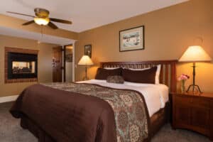 Friend Room with fireplace at our Deep Creek Hotel